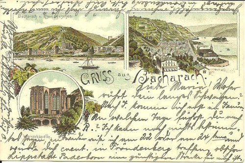Litho bacharach rhein - bacharach, am