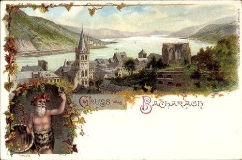 Litho bacharach rhein - am,