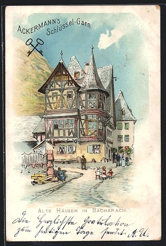 Lithographie bacharach alte - lithographie,