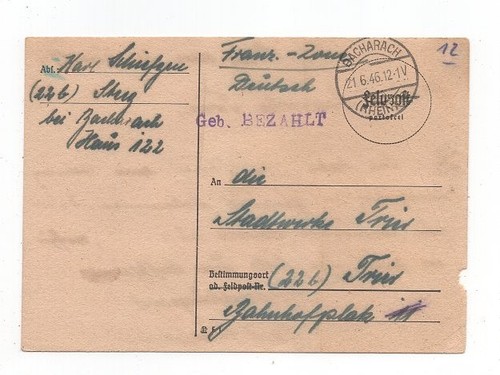 Gebühr bezahlt postkarte - gebühr,