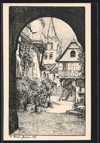 Künstler bacharach aus - künstler-ak, bacharach,