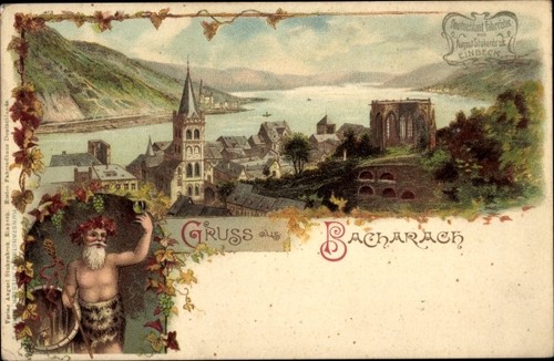 Litho bacharach rhein - bacharach,